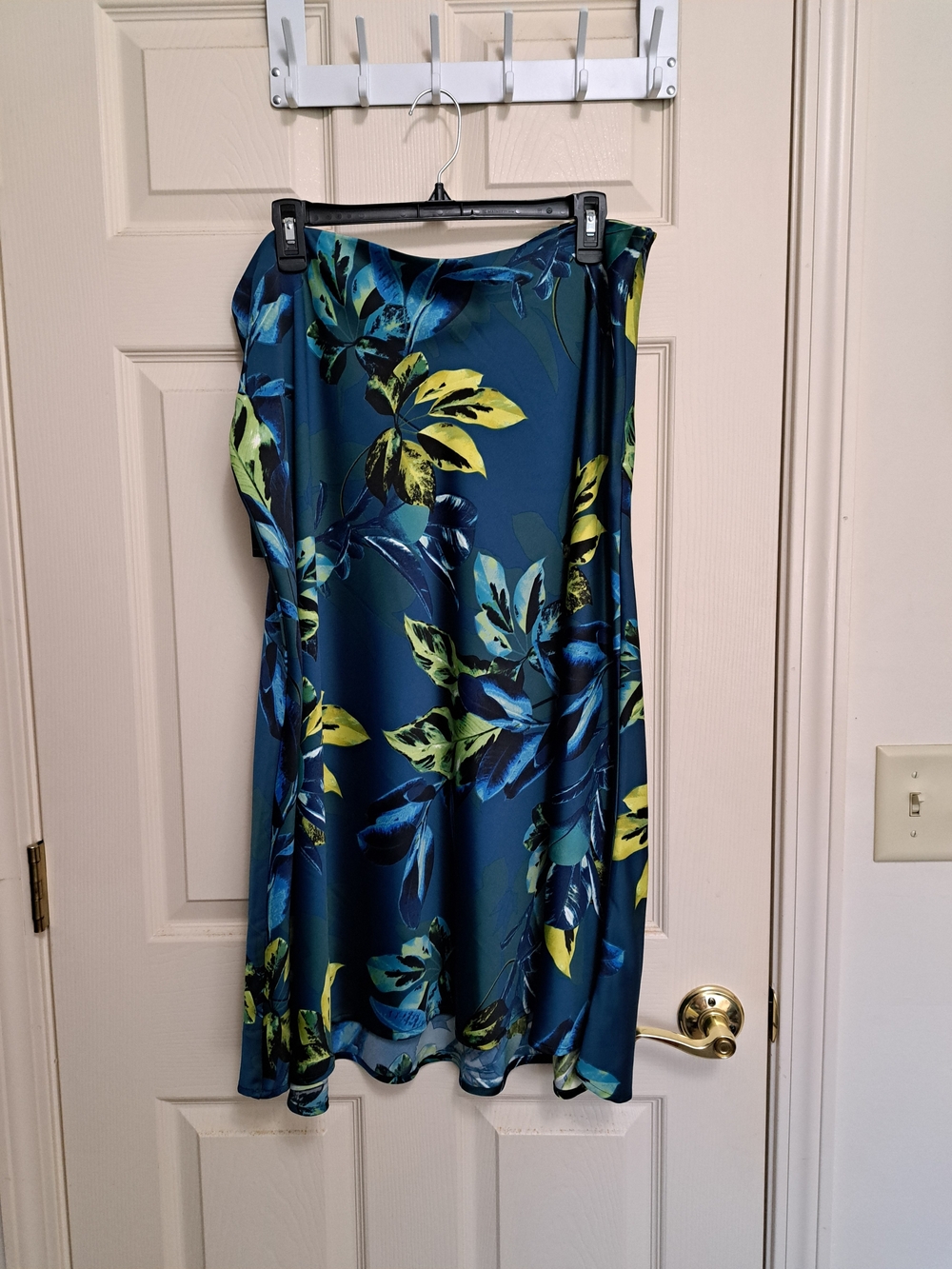 Worthington Teal Skirt With Green Floral Print